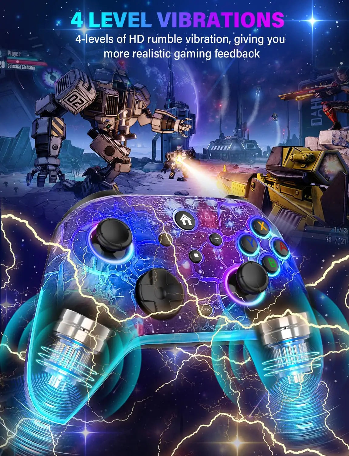 FLIEEP RGB Wireless Controller for Nintendo Switch/OLED/Lite for