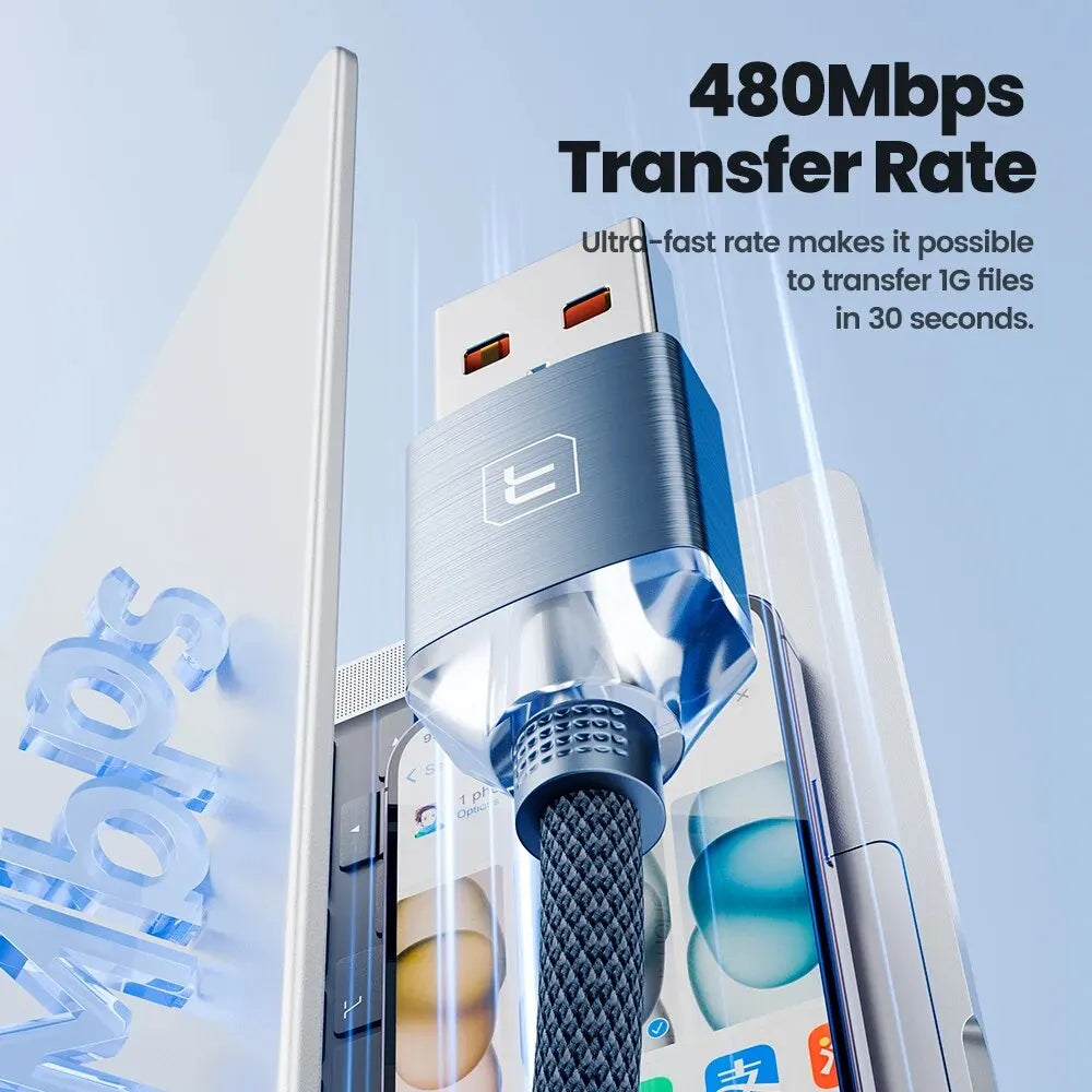 Toocki USB Cable for iPhone 14 13 12 Pro Max 2.4A Fast Charging