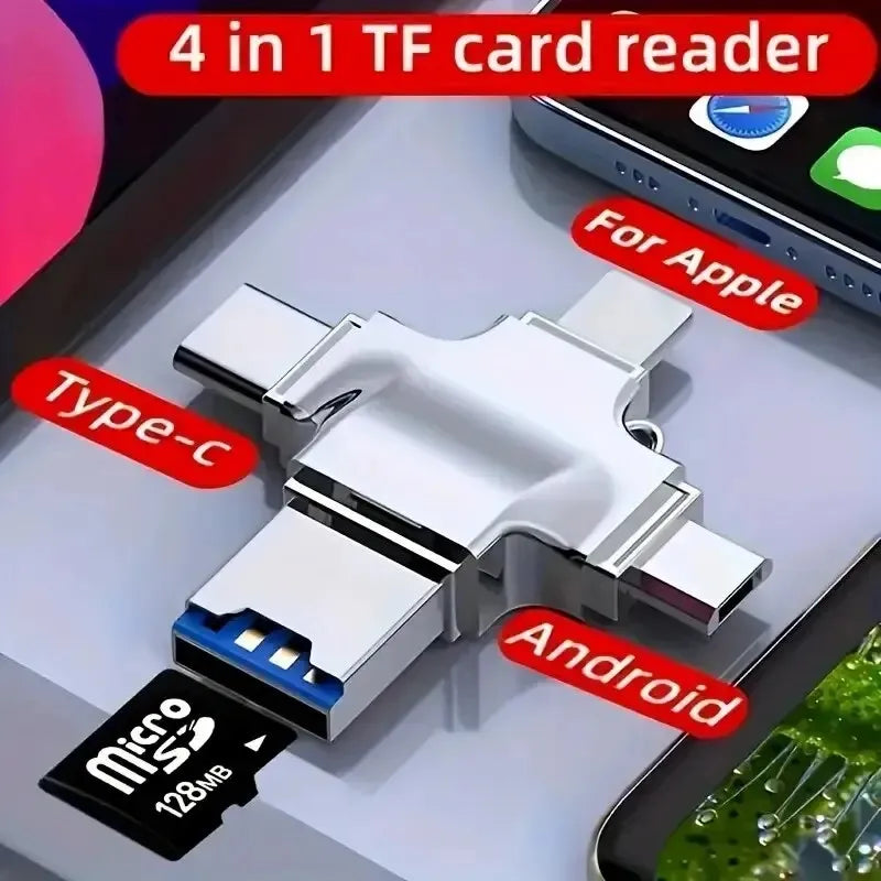 4 in 1 Memory Micro SD Card Reader for IPhone Ipad Android Mac PC