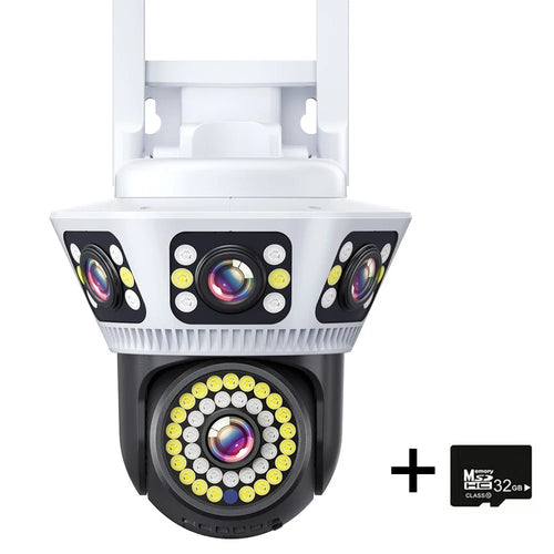 Outdoor WiFi Camera 6K Triple Screen Security Camera Two-Way Audio