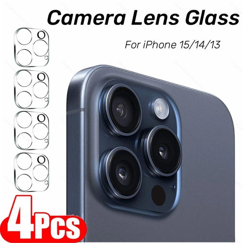 4PCS Camera Lens Glass For iPhone 16 15 14 13 Pro Max HD Back Lens Cap
