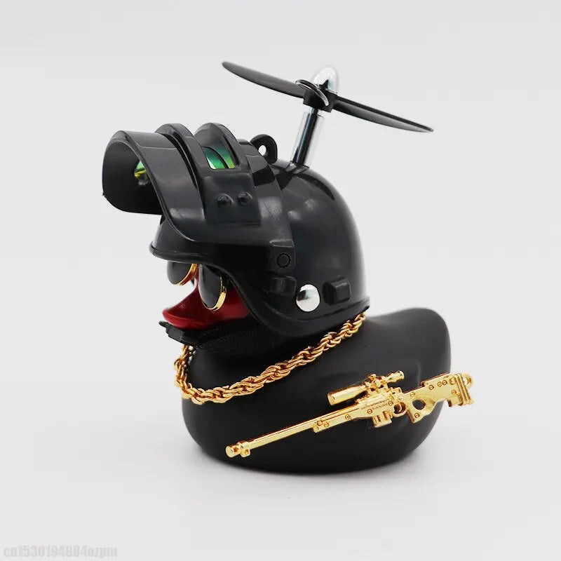 Broken Wind Rubber Duck Motor Accessories Yellow Duck with Helmet Auto