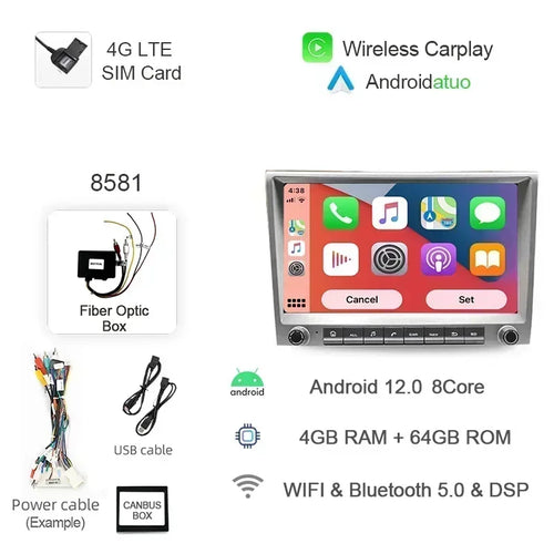 7862 720P Auto Android 13 12G+256G Car Radio GPS Player 4GB Carplay