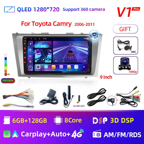 2din 9" 4G Carplay Android 12 Car Radio Multimedia Video Player For