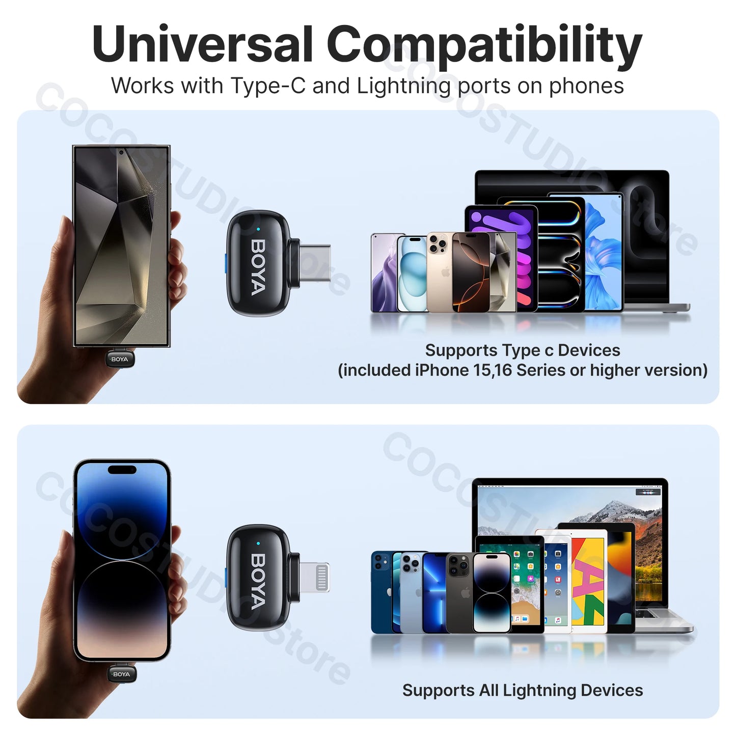 BOYA BOYA Mini Wireless Lavalier Microphone for iPhone Android USB-C