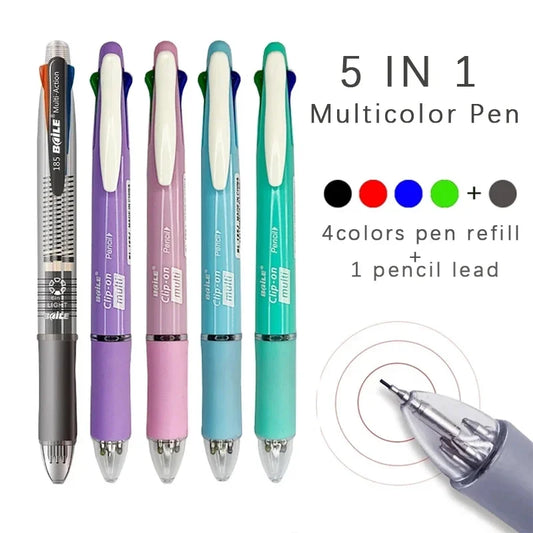 5 In 1 Multicolor Ballpoint Pens 4 Colors Ball Pen 1 Automatic Pencil