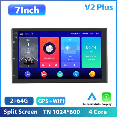 Podofo 2din Android GPS Car Stereo Carplay Radio Bluetooth FM Car MP5