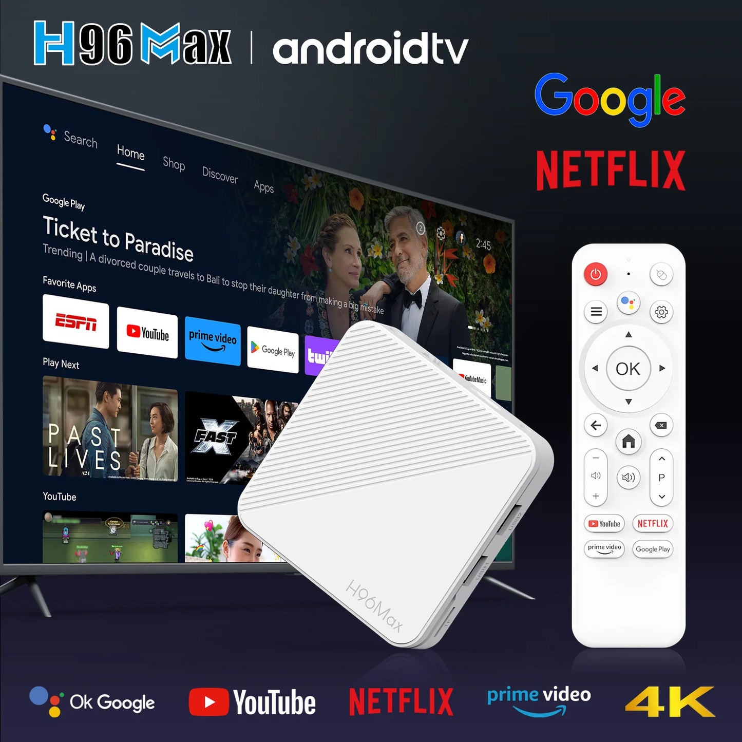 4K 2GB Android 14 Smart TV Box 8GB/16GB TV Stick HDR10+ Top Box