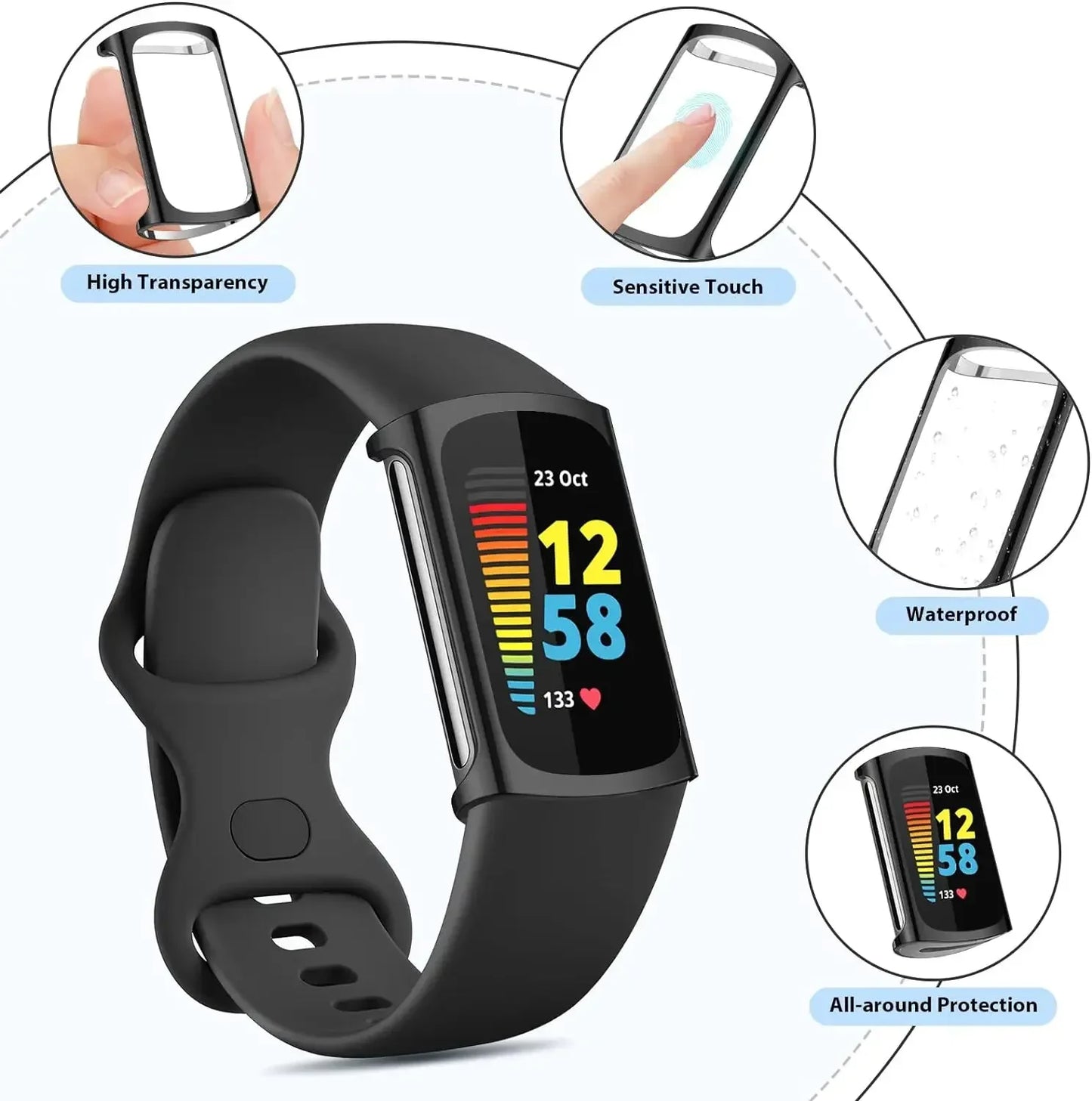 Screen Protector For Fitbit Charge 6 Case TPU Protective Cover For