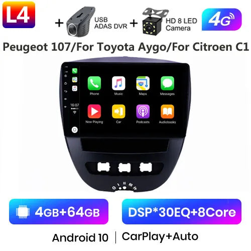 Android 10 2 Din Car Multimedia Player For Peugeot 107 Toyota Aygo