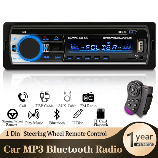 Car Radio 1 din Stereo Player Digital Bluetooth Car MP3 Player 60Wx4