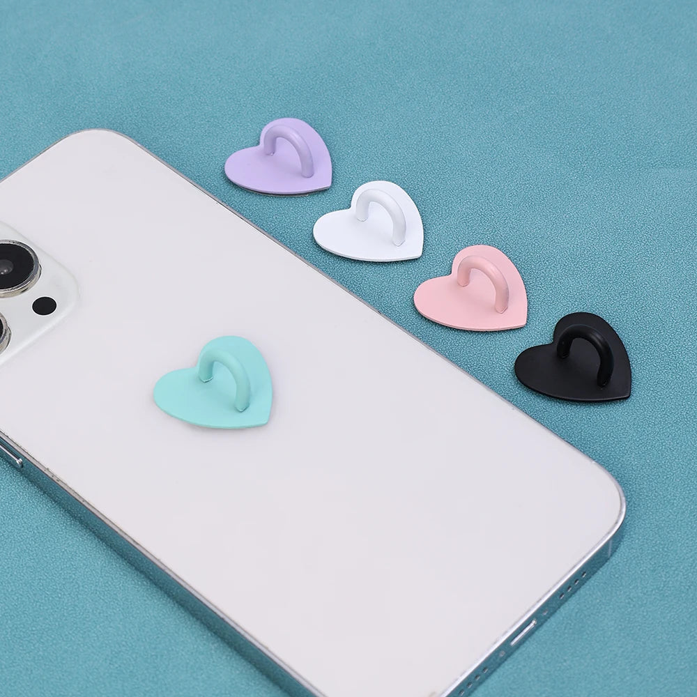 Kawaii Adhesive Metal Heart Phone Charm Holder Mobile Phone Case