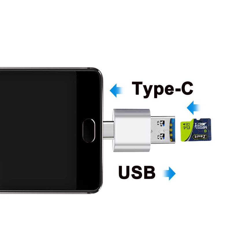 USB 2.0 Type C Card Reader SD TF MicroSD Card Reader Type C OTG