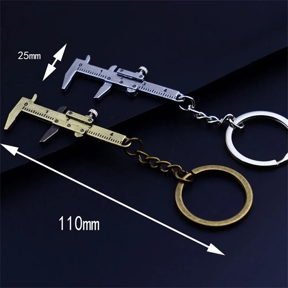 Mini Vernier Caliper Pocket Key Chain Keyring Ornaments Small 3D