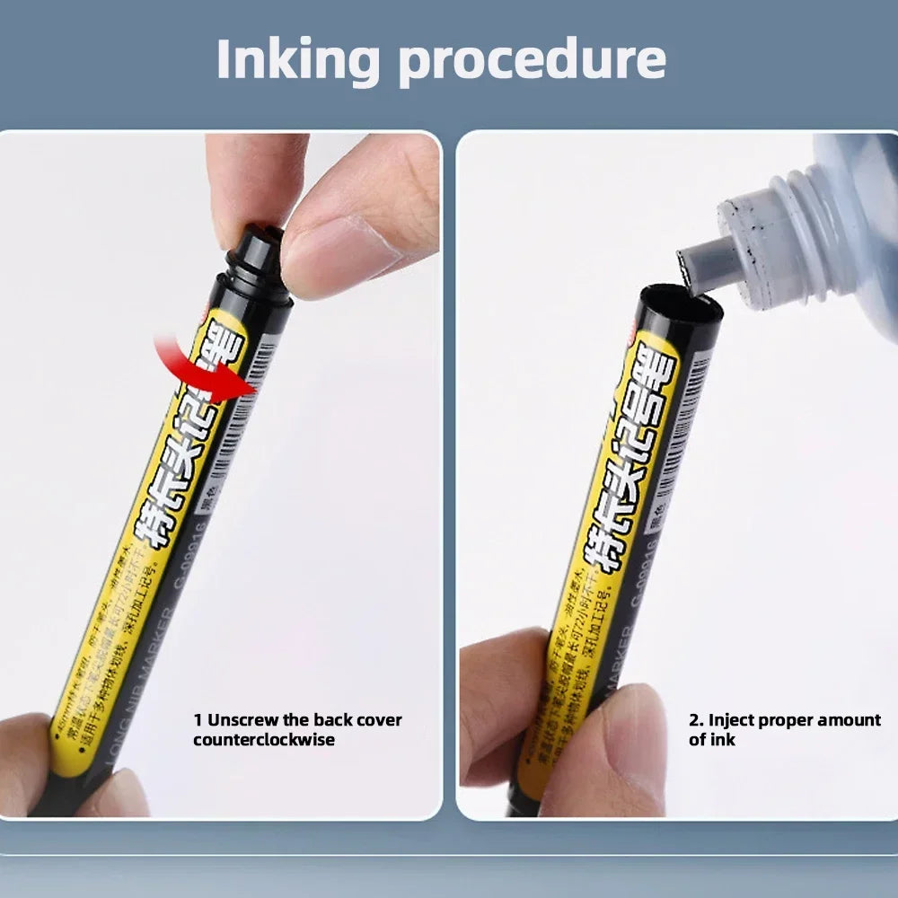 45mm Waterproof Deep Hole Marker Pens Long Nib Head Carpenter Pen