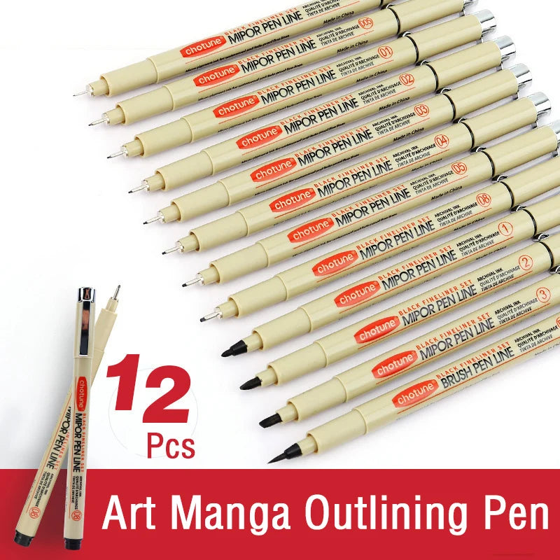 Art Manga Outlining Pen Pigment Liner Micron Pen Marker set Hook Line