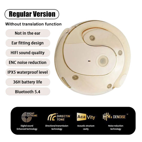 Bluetooth 5.4 Earphones Ear Hook TWS Wireless Translation Device Voice