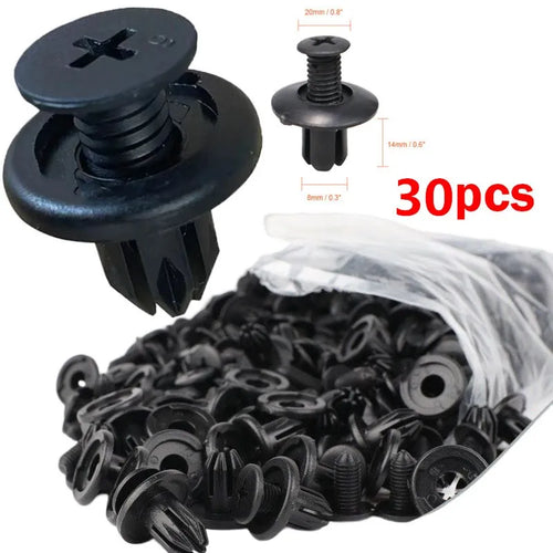 5/100pcs 8mm Plastic Rivets Fasteners Screw Car Bumper Fender Black