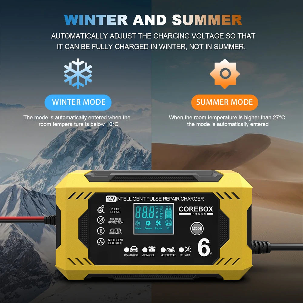 6A 12V Automotive Battery Charger Car and Motorcycle Battery Charging