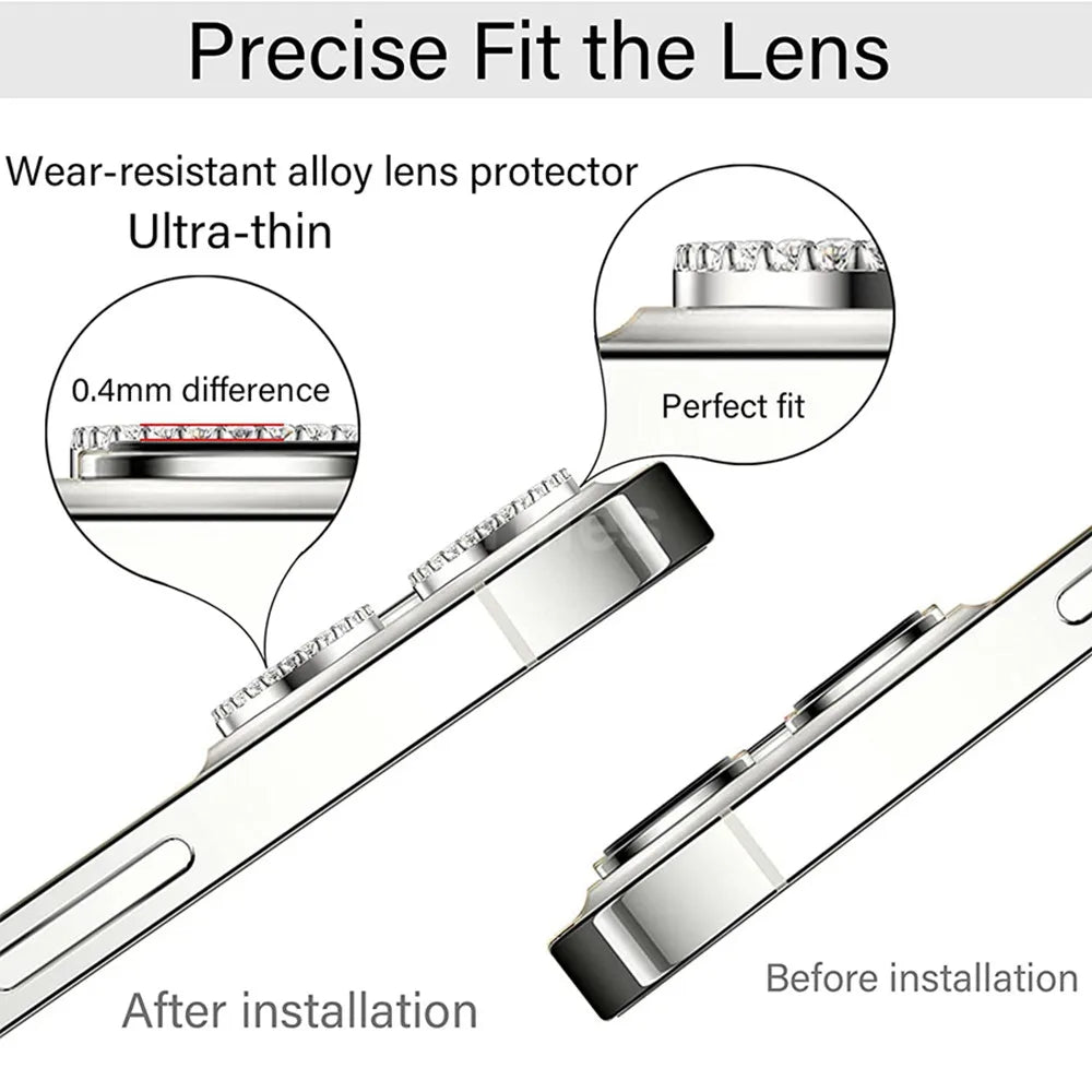 9D Diamond Camera Protector For Iphone 16 Pro Max Camera Tempered