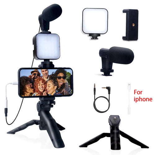 Smartphone Vlogging Kit for iPhone Android with Tripod Mini Microphone
