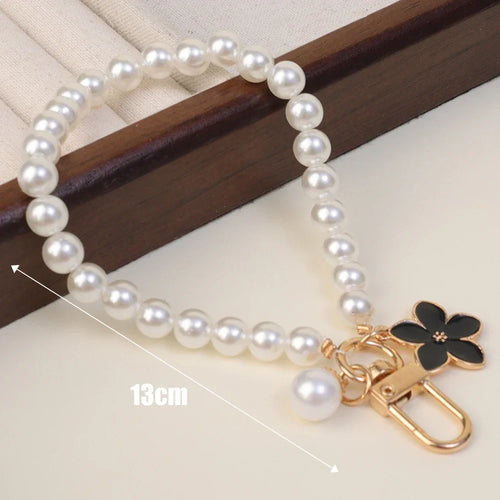 2024 Pearl Keychain Luxury Women Jewelry Shiny Pearl Bead Shell Phone