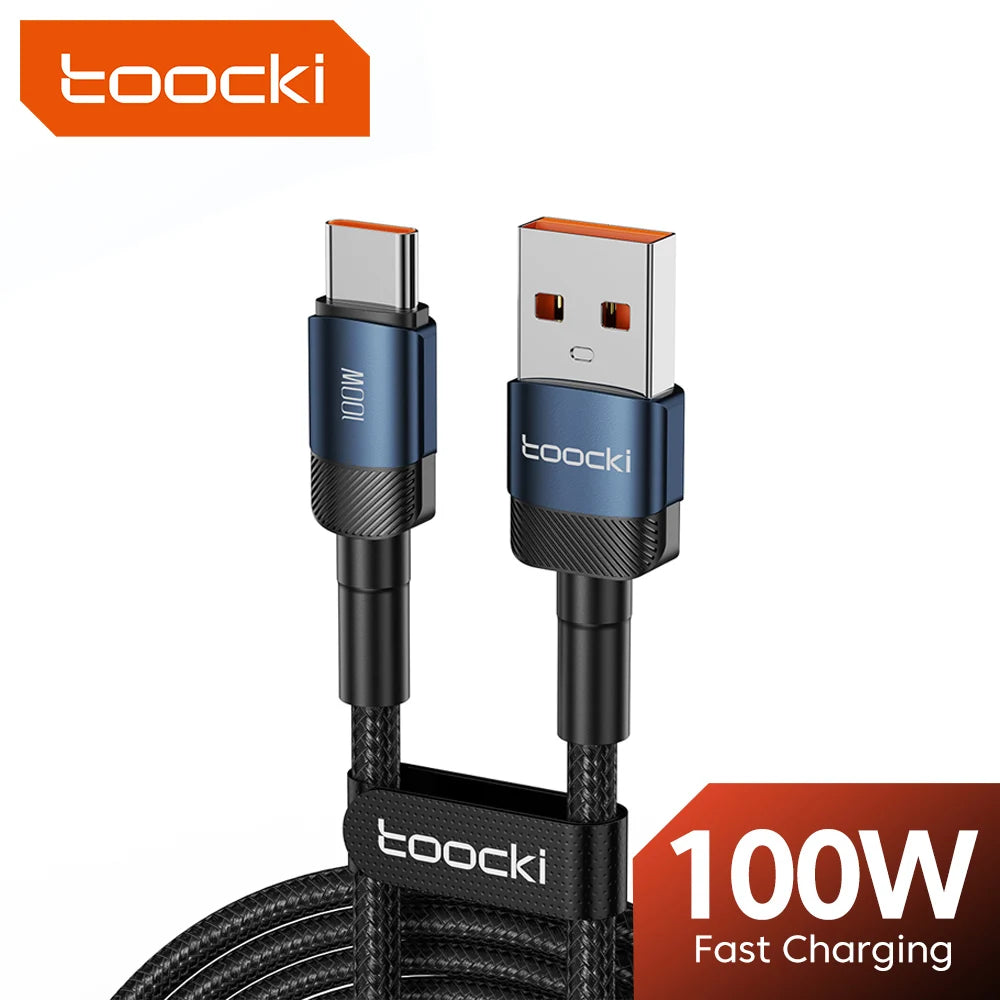 Toocki 6A USB To Type C Cable for Huawei Xiaomi PD 100W Fast Charging