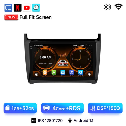 JIUYIN AI Voice Android 13 Auto Radio For VW Volkswagen POLO 5 sedan