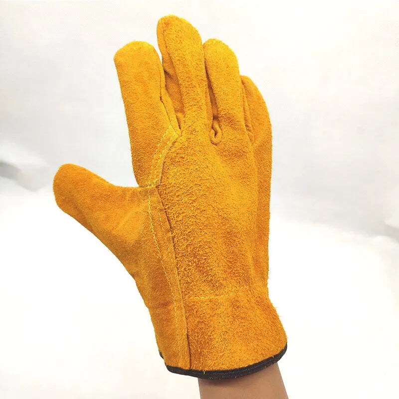 Men Work Gloves Soft Cowhide Driver Hunting Driving Farm Garden