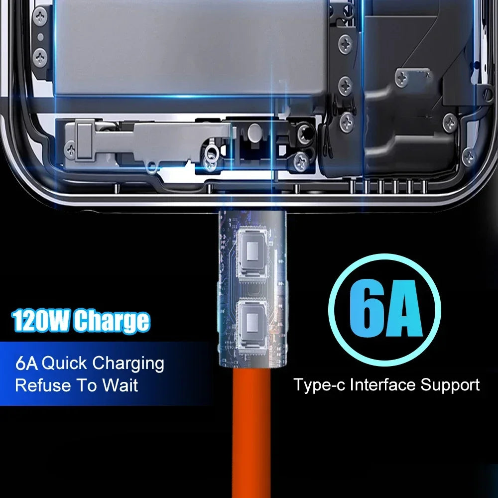 120W 6A Super Fast Android Charger Cable Liquid Silicone Micro USB