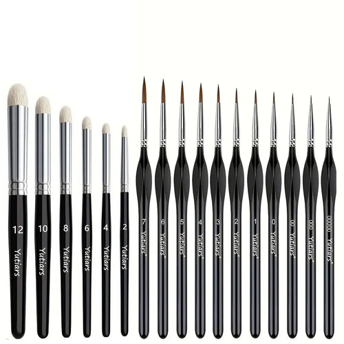 Paint Brush Set, Fine Detail Wood Handle Brushes for Miniature Art