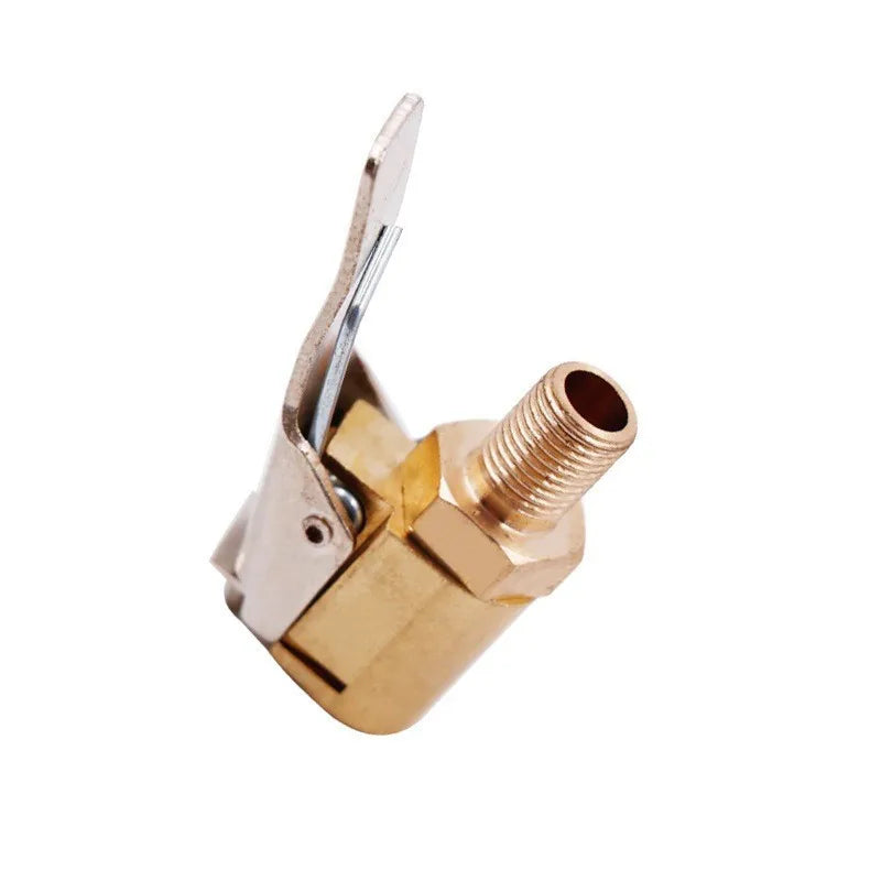 Car Tire Air Chuck Inflator Pump Valve Connector Clip-on Adapter Brass