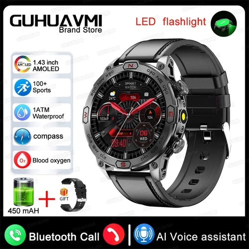 2024 New Outdoor Military GPS Truck Smart Watch Men AMOLED HD Screen