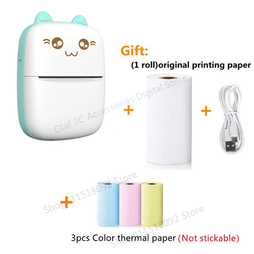 Meow Mini Label Printer Thermal Portable Printers Stickers Paper