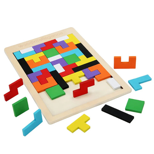 1 Set Wooden Blocks Puzzle Brain Teasers Toy Tangram Jigsaw