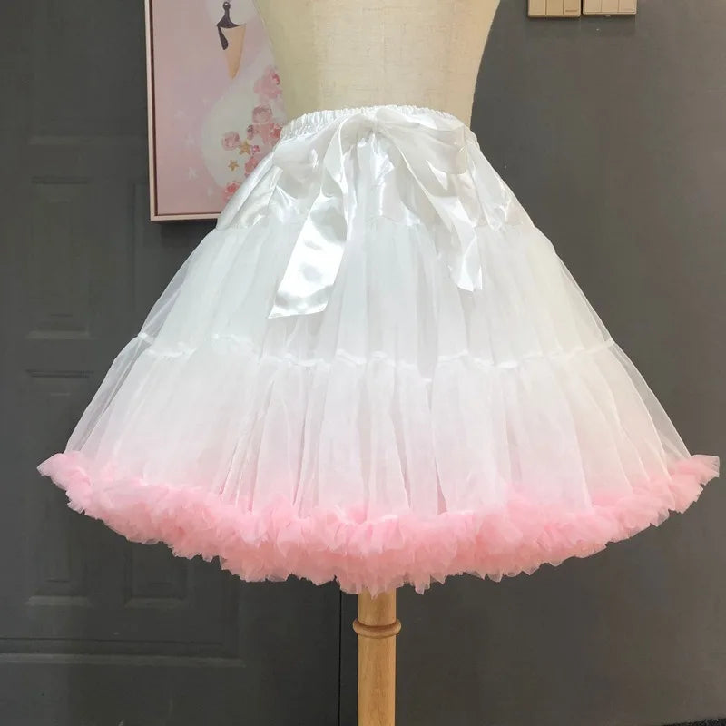 Women Flower Style Lolita Petticoats Tutu Puffy Cancan Skirt Under