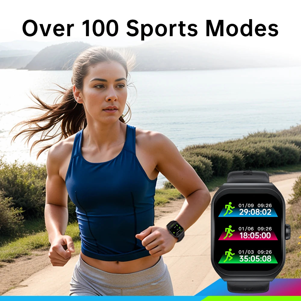 KUMI KU7 Smartwatches 1.96" Amoled 100+Sport Modes NFC IP68 Waterproof