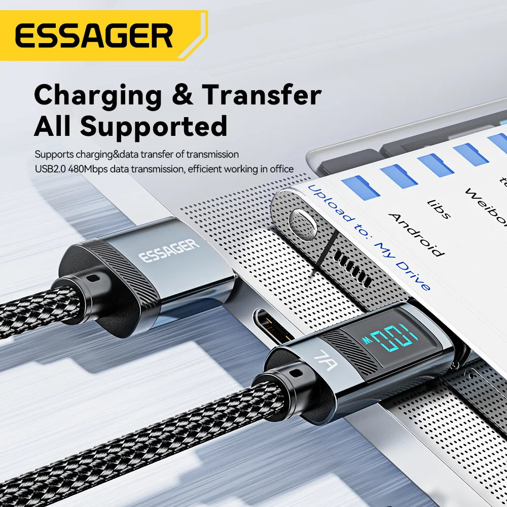 Essager 7A USB Type C Cable 100W USB C Charger Data For Realme Huawei