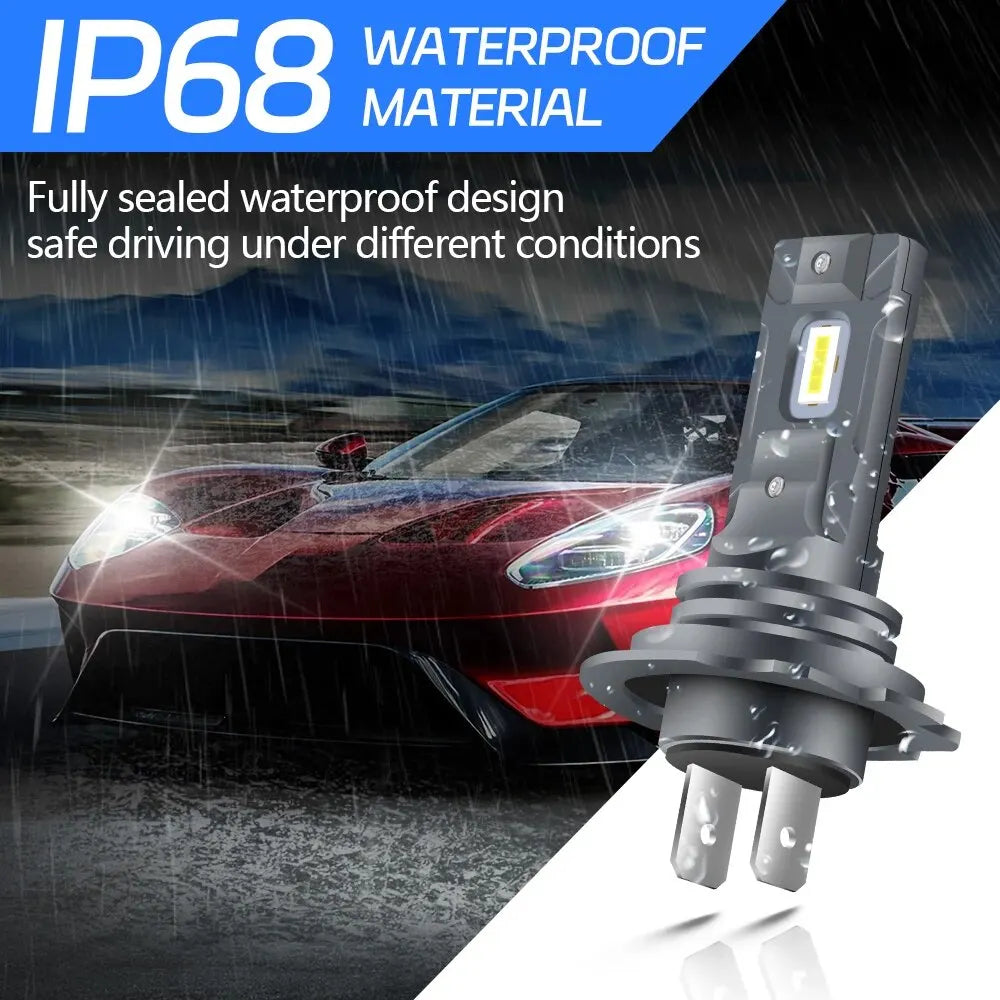 H7 H1 3570 LED Headlight Mini Bulb Without Fans Wireless 60W 6000K CSP