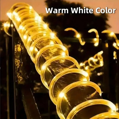 1pc Solar LED String Light 50LED Tube Rope String Lights With 8 Modes