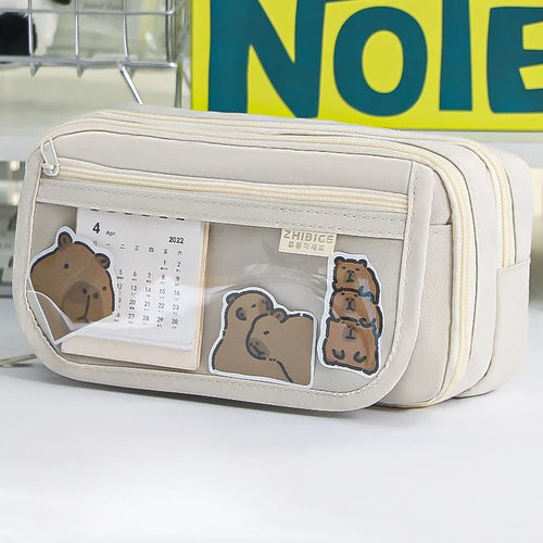 Cute Pencil Case Panda Large Capacity Pencil Pouch Transparent