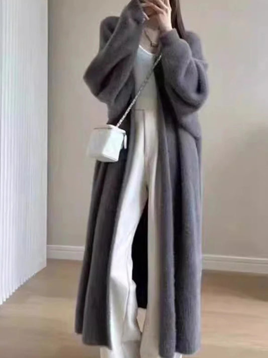 Autumn/Winter Lazy Style Warm Knee Length Thickened Women Cardigan