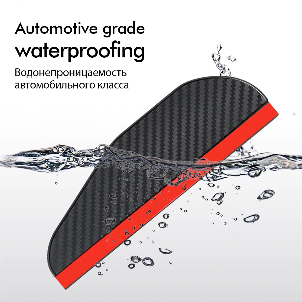 2PCS Car Rearview Mirror Rain Eyebrow Carbon Fiber Sun Visor Shade