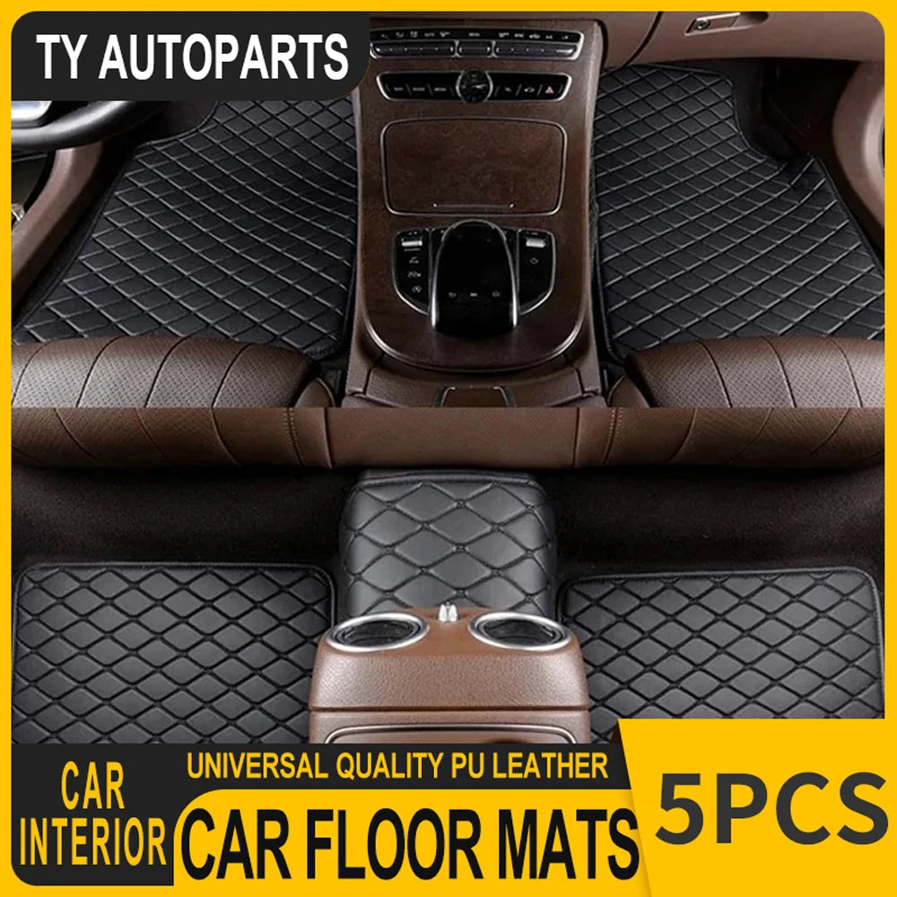 5 pcs Waterproof Leather Car Floor Mats Universal Auto Foot Pad