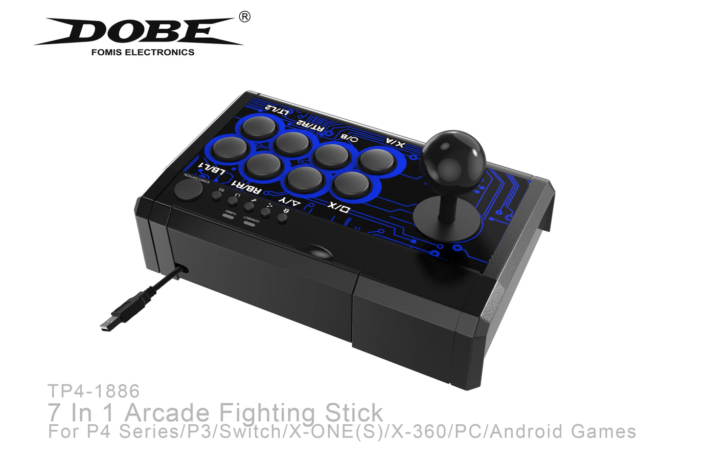 DOBE 7 In1 USB Arcade Fight Stick Street Fighting Joystick Controller