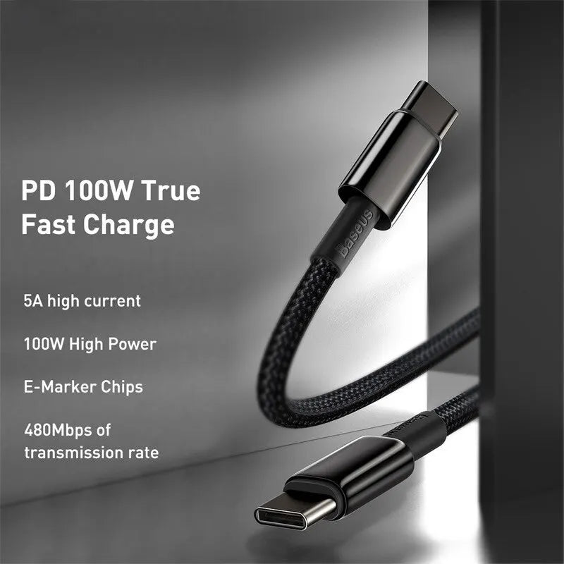 Baseus 100W Type C Cable For iPhone 15 USB C PD Fast Charging Charger