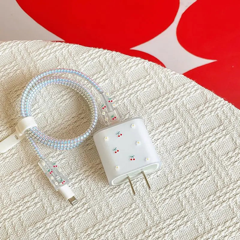 Cherry Frosted Style Charger Cable Protection Cover For iphone US