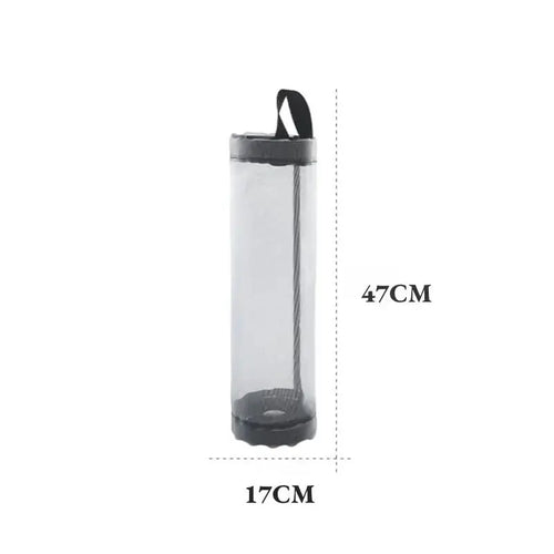 1pc Grey Sundries Bag Storage Wall Mount Mesh Plastic Bags Dispenser