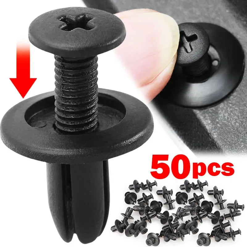 50Pcs Automobile 8mm Hole Plastic Rivet Fastener Buckle Expansion