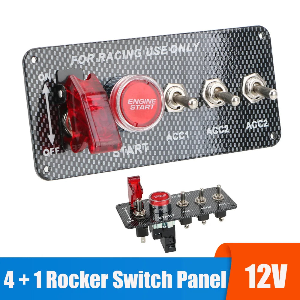 12V Racing Car Starter Rocker Switch Panel Start Stop Ignition Buttons